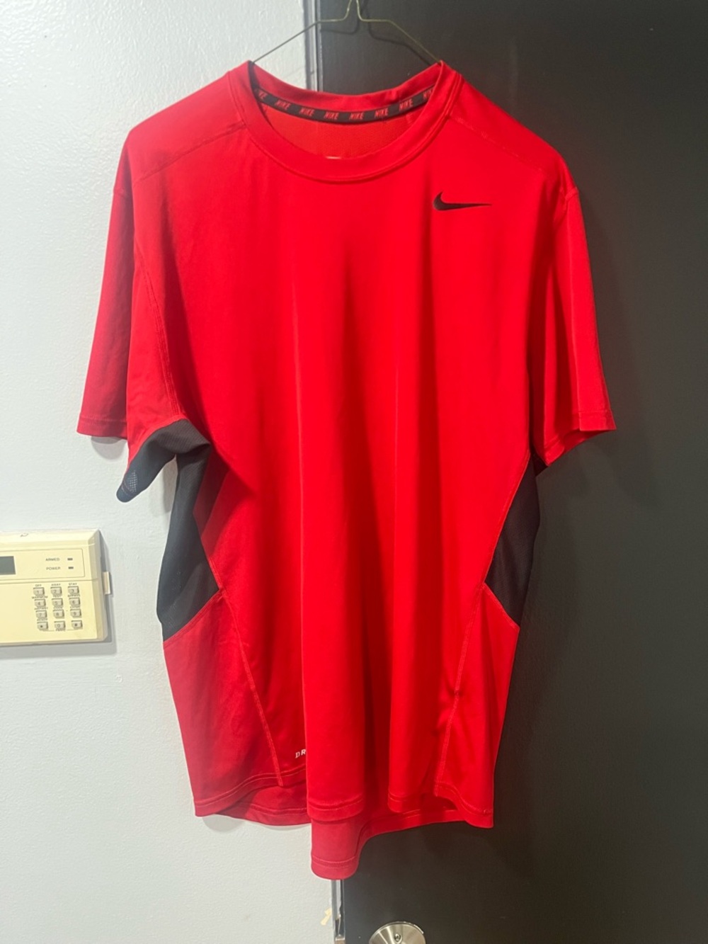 Nike Red Short Sleeve Dri-FIT Training Tee with Black Accents